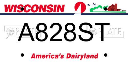 A828ST Wisconsin License Plate