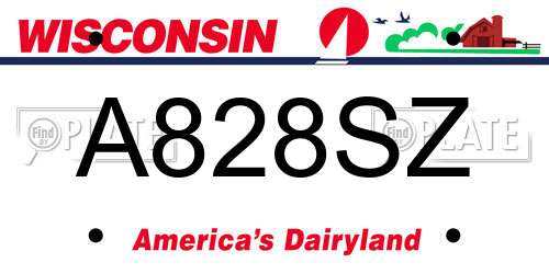 A828SZ Wisconsin License Plate