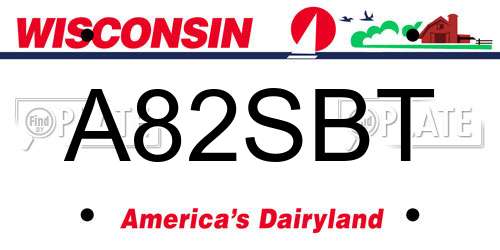 A82SBT Wisconsin License Plate