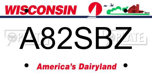 A82SBZ Wisconsin License Plate