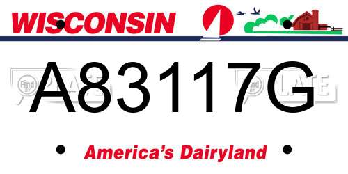 A83117G Wisconsin License Plate