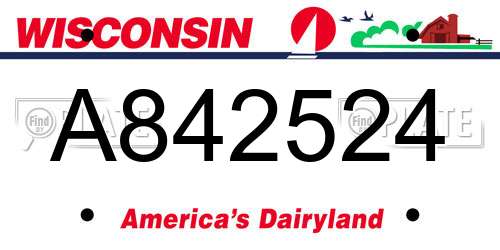 A842524 Wisconsin License Plate