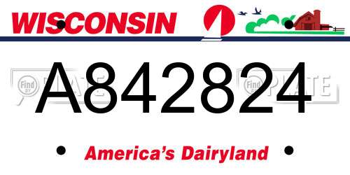 A842824 Wisconsin License Plate