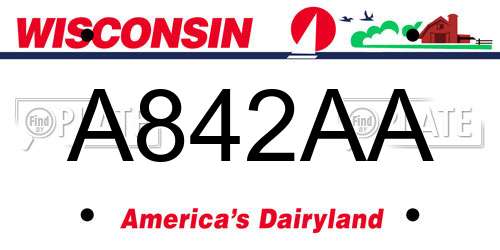 A842AA Wisconsin License Plate