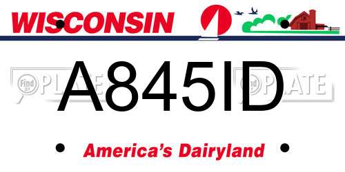 A845ID Wisconsin License Plate