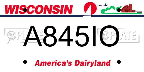 A845IO Wisconsin License Plate