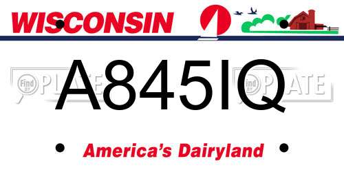 A845IQ Wisconsin License Plate