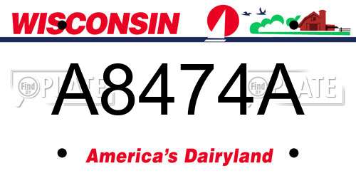 A8474A Wisconsin License Plate