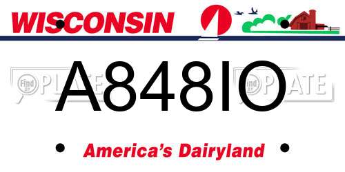 A848IO Wisconsin License Plate