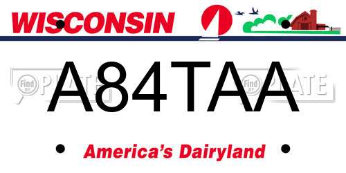 A84TAA Wisconsin License Plate