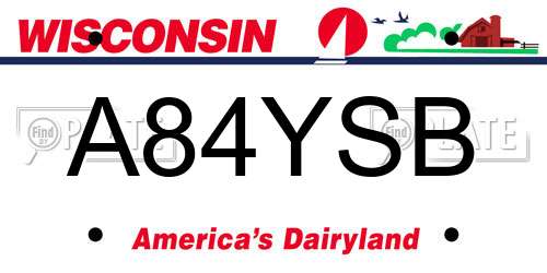 A84YSB Wisconsin License Plate