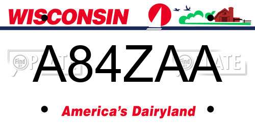 A84ZAA Wisconsin License Plate