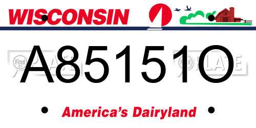 A85151O Wisconsin License Plate