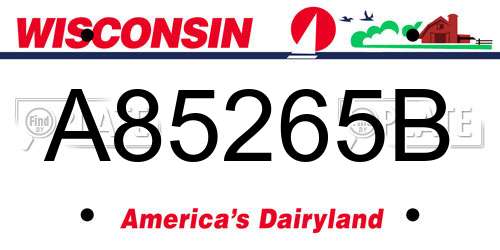 A85265B Wisconsin License Plate