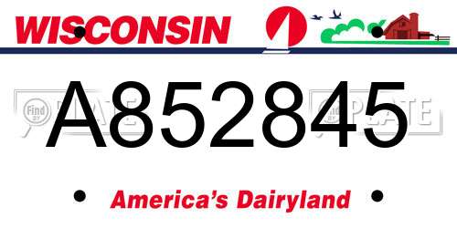 A852845 Wisconsin License Plate