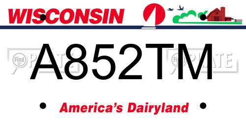 A852TM Wisconsin License Plate
