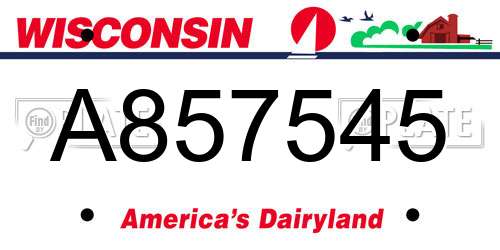A857545 Wisconsin License Plate