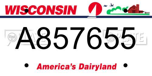 A857655 Wisconsin License Plate