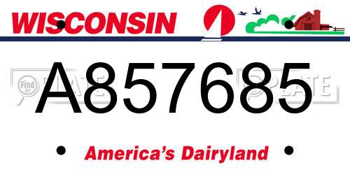 A857685 Wisconsin License Plate