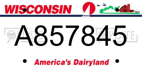 A857845 Wisconsin License Plate