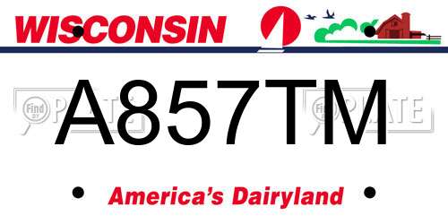 A857TM Wisconsin License Plate