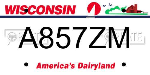 A857ZM Wisconsin License Plate