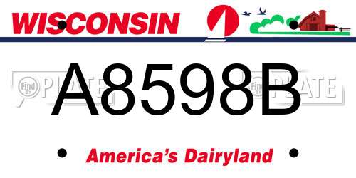 A8598B Wisconsin License Plate