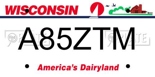 A85ZTM Wisconsin License Plate