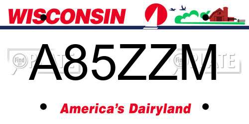 A85ZZM Wisconsin License Plate