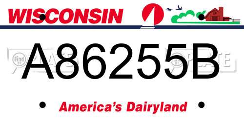 A86255B Wisconsin License Plate