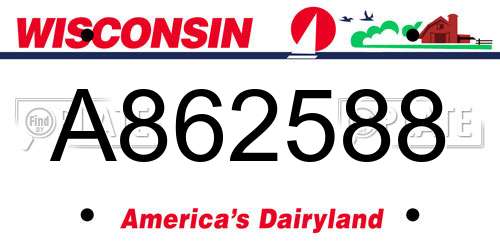 A862588 Wisconsin License Plate