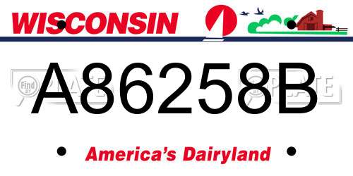 A86258B Wisconsin License Plate