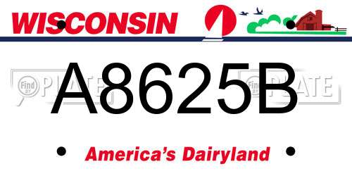 A8625B Wisconsin License Plate