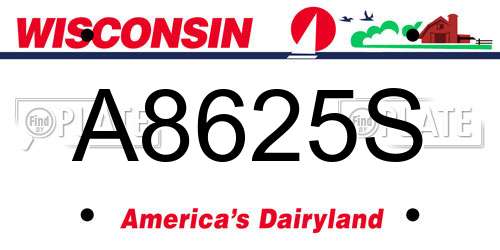 A8625S Wisconsin License Plate