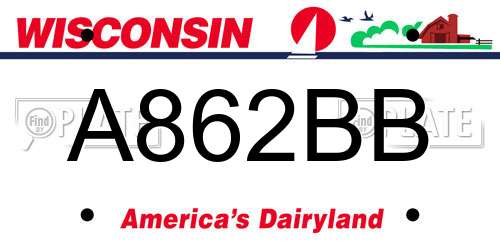 A862BB Wisconsin License Plate