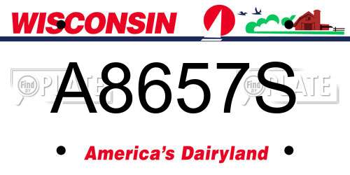A8657S Wisconsin License Plate