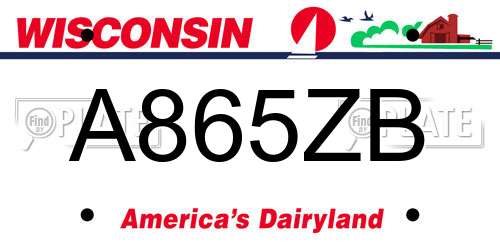 A865ZB Wisconsin License Plate