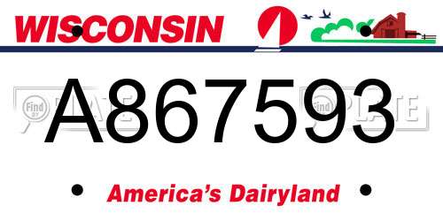 A867593 Wisconsin License Plate