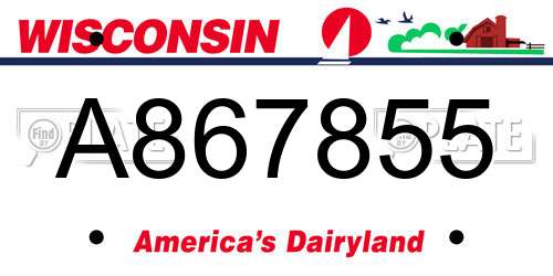 A867855 Wisconsin License Plate