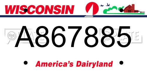 A867885 Wisconsin License Plate