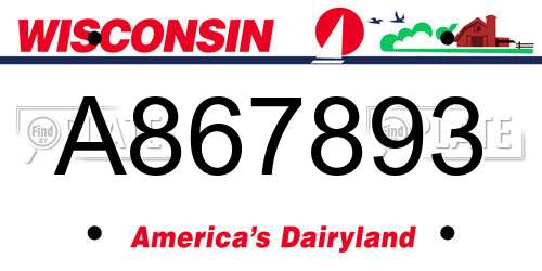 A867893 Wisconsin License Plate