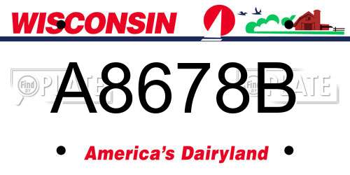 A8678B Wisconsin License Plate