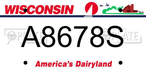 A8678S Wisconsin License Plate