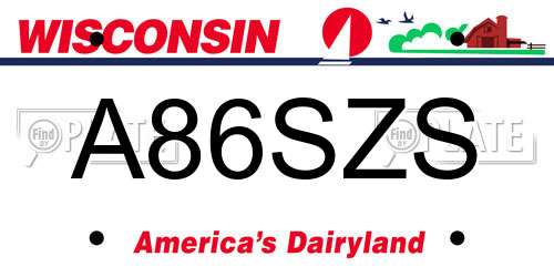 A86SZS Wisconsin License Plate