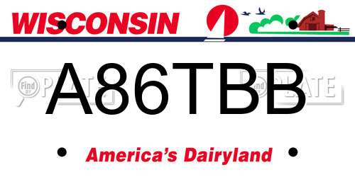 A86TBB Wisconsin License Plate