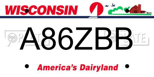 A86ZBB Wisconsin License Plate