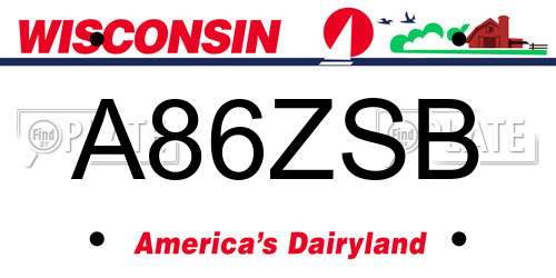 A86ZSB Wisconsin License Plate