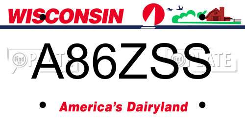 A86ZSS Wisconsin License Plate