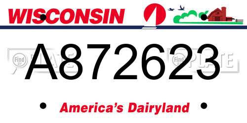 A872623 Wisconsin License Plate