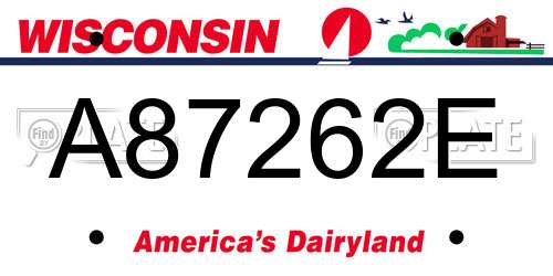 A87262E Wisconsin License Plate